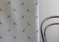 Pheasant Ash - Curtain fabric with grey pattern of pheasants