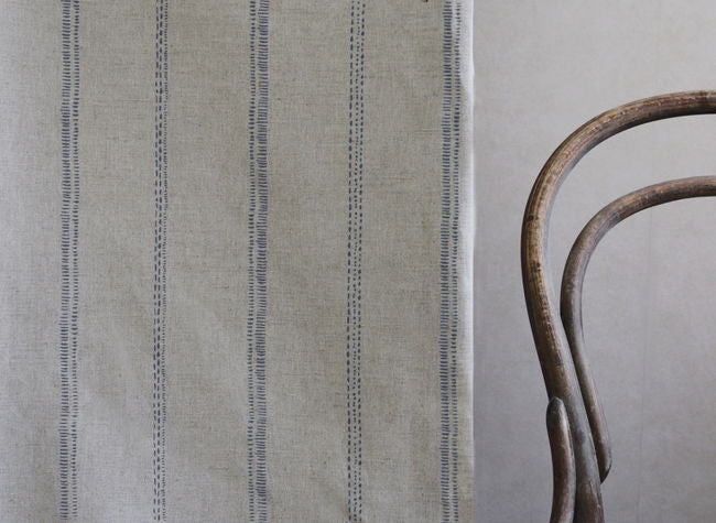 Rae Ash - Curtain fabric with Grey hand drawn stripes