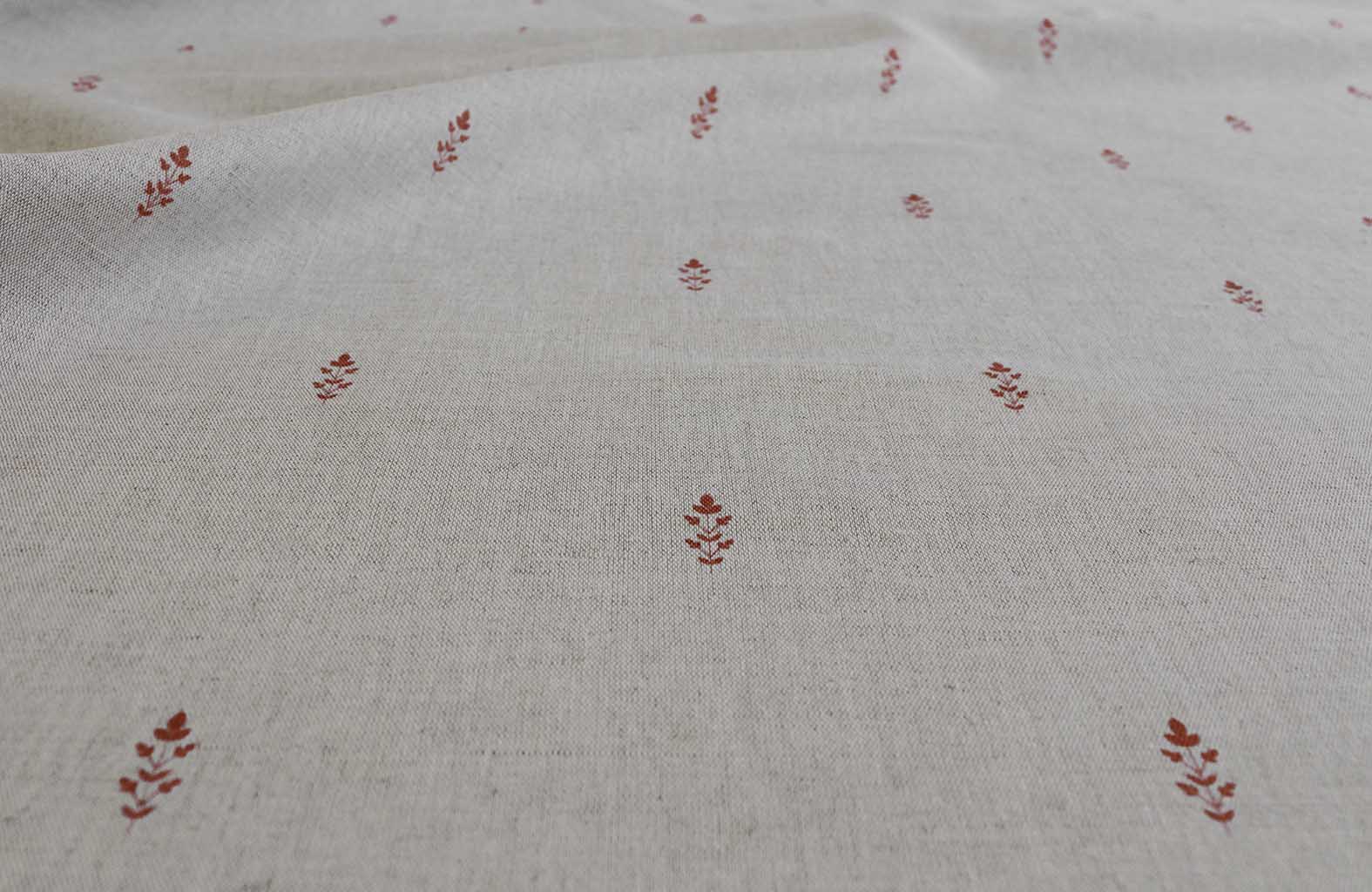 Asli Crimson Red - Natural fabric with classical Red pattern