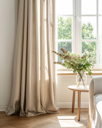 Natural 100% linen curtain made of Astrid linen fabric.