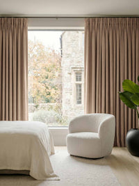 Beige Brown Bedroom Linen curtains Blackout lined - made of 100% pre-washed linen fabric Bianco Tawny by Ada & Ina.