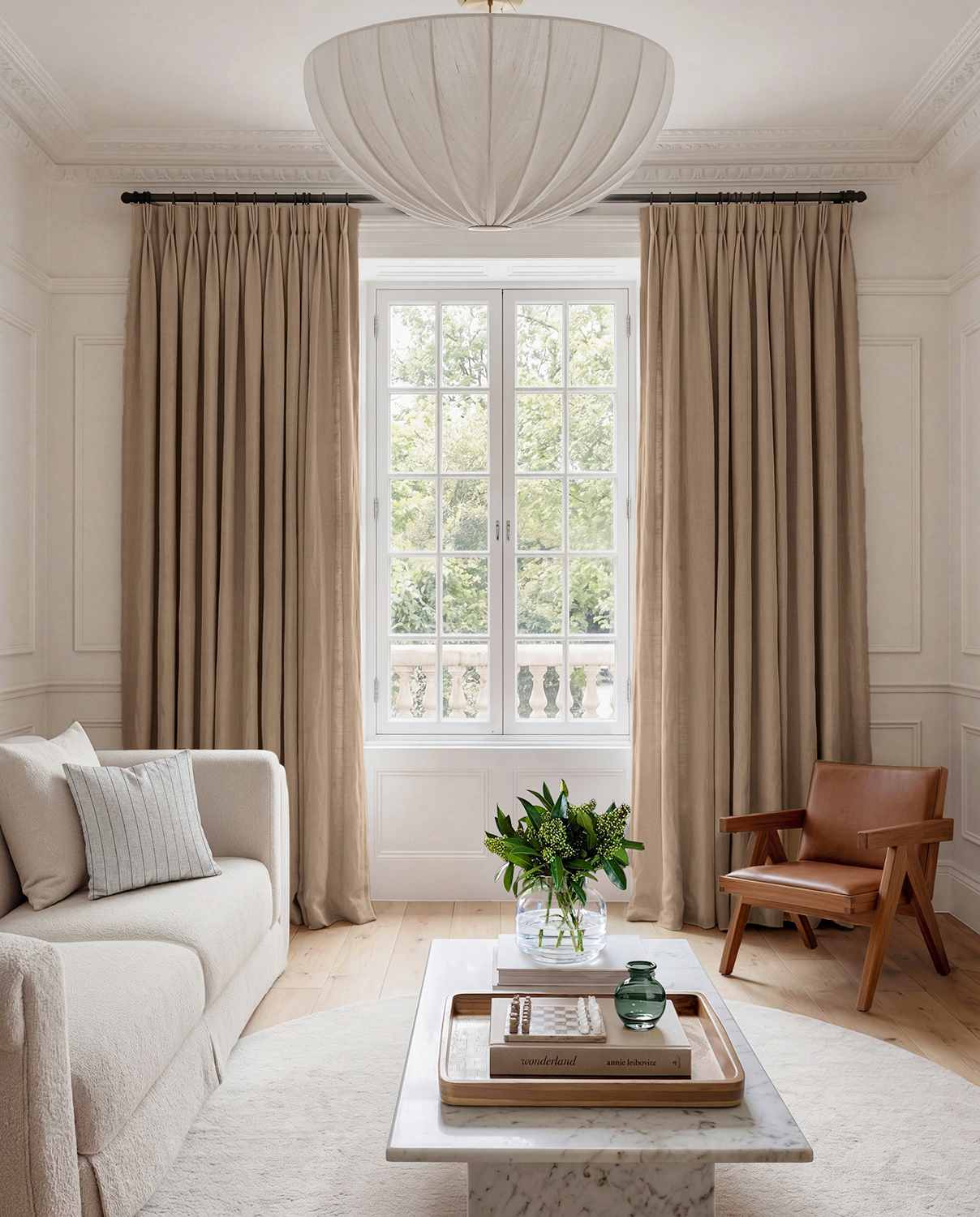 Beige Brown Linen Living room curtains - 100% pre-washed linen. Bianco Tawny by Ada & Ina.