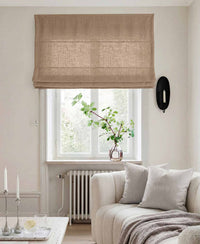Beige Brown Linen Roman blind - Cotton lined. Made of pre-washed 100% linen Bianco Tawny by Ada & Ina.