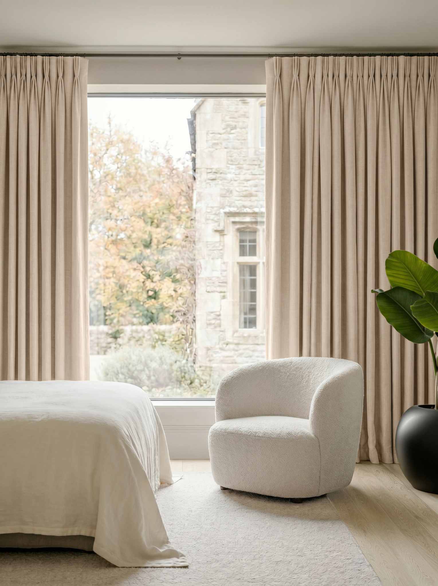 Beige Bedroom Linen curtains Blackout lined - made of 100% pre-washed linen fabric Bianco Dusk Beige by Ada & Ina.
