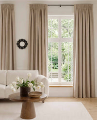Beige Linen curtains with pencil pleat heading. Soft Linen Cotton material. Enni Dusk Beige by Ada & Ina