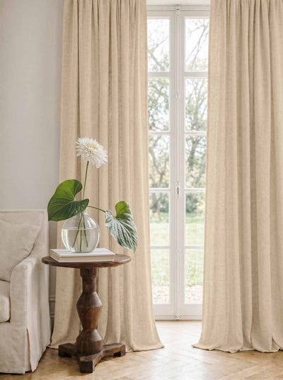 Beige Linen Curtains - Cotton lined. Made of pre-washed 100% linen Bianco Wheat by Ada & Ina.