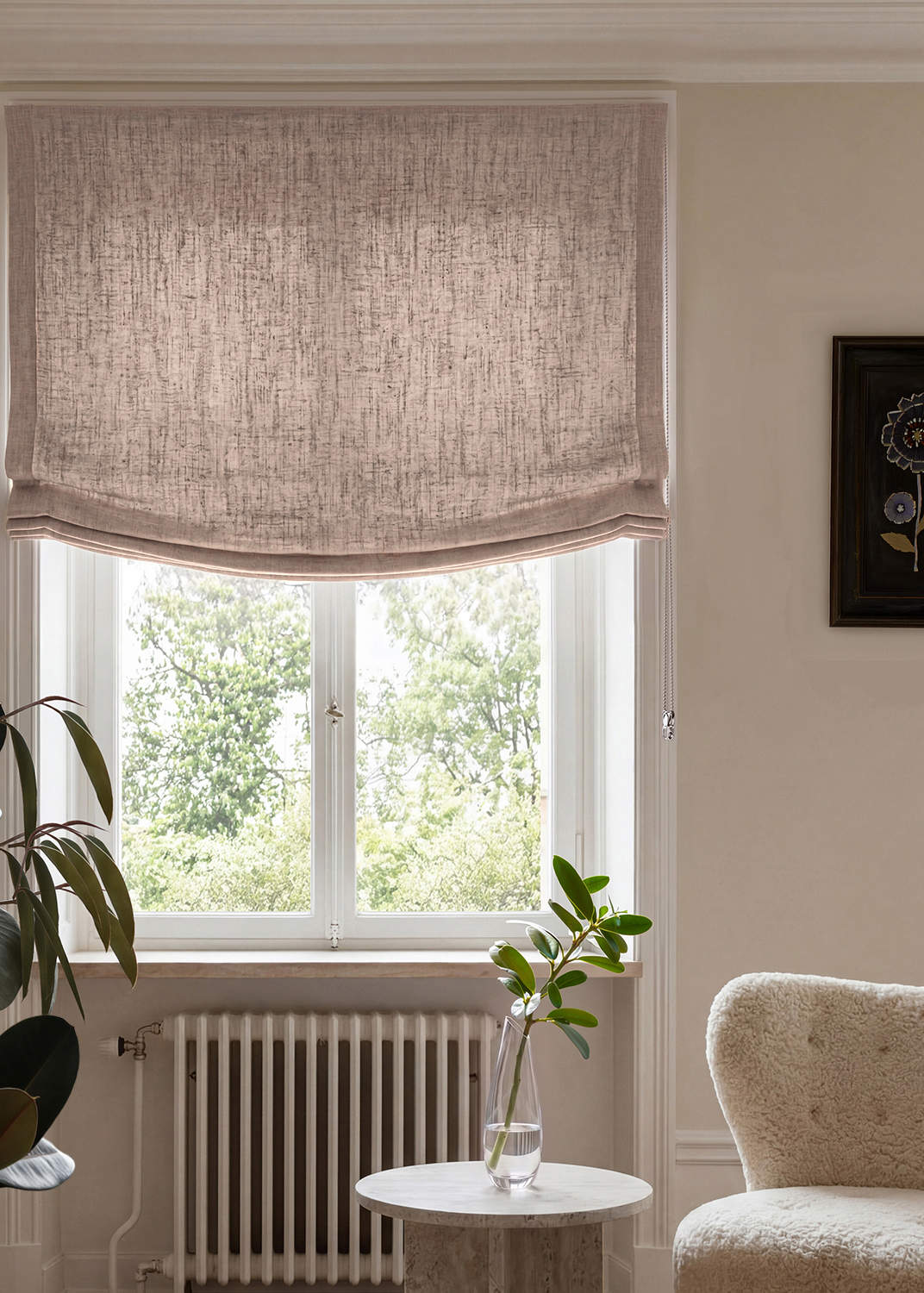 Beige 100% Linen Relaxed blind. Bea Sand by Ada & Ina