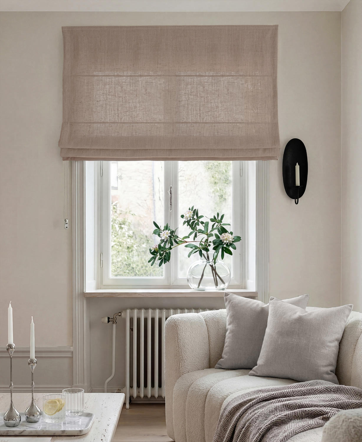 Beige Linen Roman blind - 100% Linen. Made of Bea Sand by Ada & Ina.