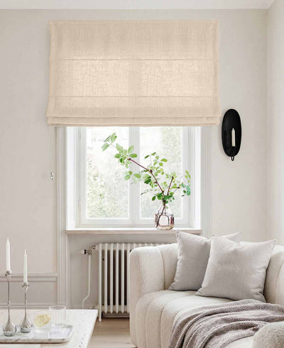 Beige Linen Roman blind - Cotton lined. Made of pre-washed 100% linen Bianco Dusk Beige by Ada & Ina.