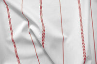 Berit Crimson Red - curtain fabric with Red striped print