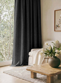 Black Made to measure linen curtains - Blackout lined heavy Linen curtains. Greta Noir.