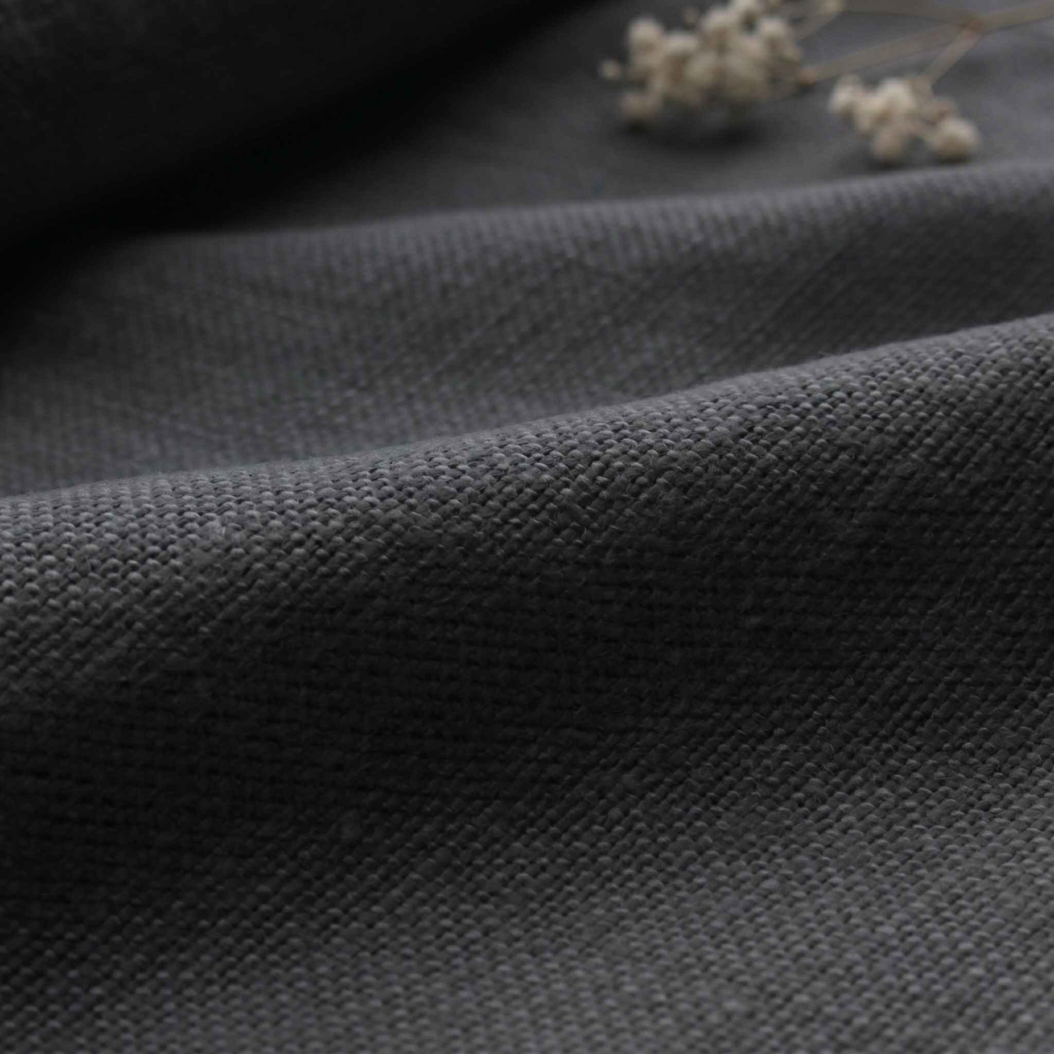 Black Heavy Linen - curtain fabric and upholstery fabric 100% linen. Greta Noir.