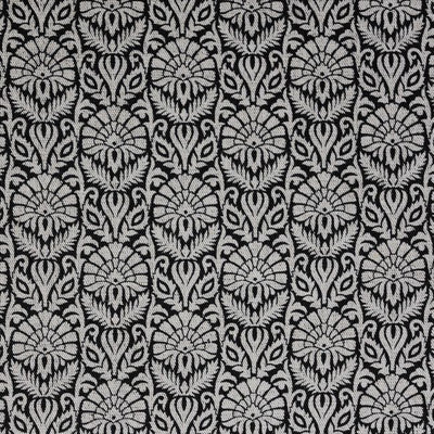 Krista Noir - Curtain fabric with an abstract Black floral pattern