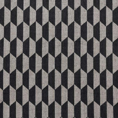 Lana - Noir - Fabric for curtains,Black Print