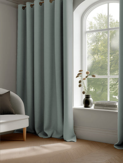 Dinah Blue Haze - Subtle Warm Blue Linen Curtains