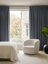 Blue Bedroom Linen curtains Blackout lined - made of 100% pre-washed linen fabric Bianco Foggy Blue by Ada & Ina.