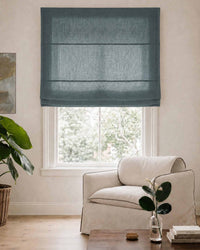 Blue Roman blind. Made of soft Linen Cotton fabric Enni Marine by Ada & Ina