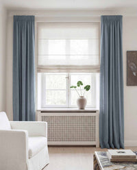 Blue Linen curtains blackout lined - pre-washed linen. Bianco Blue Grey by Ada & Ina.