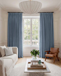 Blue Linen Living room curtains - 100% pre-washed linen. Bianco Persian Blue by Ada & Ina.