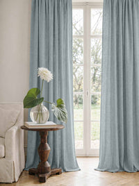 Blue Linen Curtains - Cotton lined. Made of pre-washed 100% linen Bianco Dusky Blue by Ada & Ina.