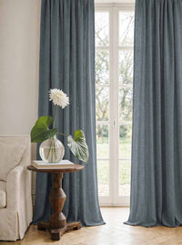 Blue Linen Curtains - Cotton lined. Made of pre-washed 100% linen Bianco Foggy Blue by Ada & Ina.