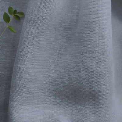Blue Linen Fabric - close-up. 100% Linen. Bea Beau Blue by Ada & Ina