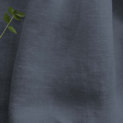 Blue 100% Linen Fabric - close-up. Bea Denim by Ada & Ina Fabrics
