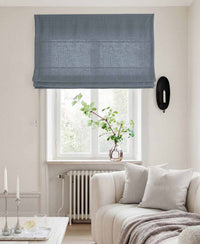 Blue Linen Roman blind - Cotton lined. Made of pre-washed 100% linen Bianco Blue Grey by Ada & Ina.