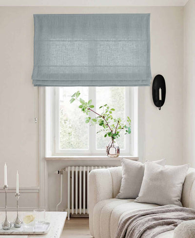 Blue Linen Roman blind - Cotton lined. Made of pre-washed 100% linen Bianco Dusky Blue by Ada & Ina.