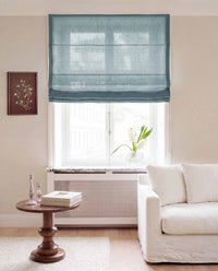 Blue Linen Roman blind. Made of 280 cm wide soft 100% Linen fabric Vilgot Legion Blue by Ada & Ina