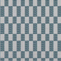 Sunni Blue Stone - Natural curtain fabric with Blue Checkered print
