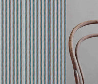 Evelina Blue Stone - Natural curtain fabric with Blue and Brown Striped print
