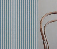 Evianne Blue Stone - Natural curtain fabric with Blue Striped print
