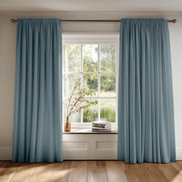 Blue Cotton Curtains - more affordable option compared to linen curtains - hangs beautifully and evenly