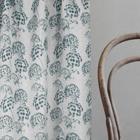 Erleen-Nat Blue Stone - Curtain fabric with Blue botanical print