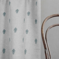 Lisana NAT Blue Stone - Curtain fabric with Light Blue abstract print