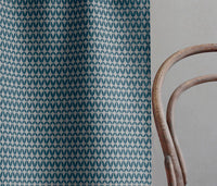 Siruna Blue Stone - Natural curtain fabric, Blue contemporary print