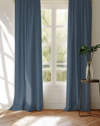 Blue cotton curtains made of Amara Blue Grey