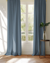 Pair of Blue Cotton Curtains Lifestyle shot
