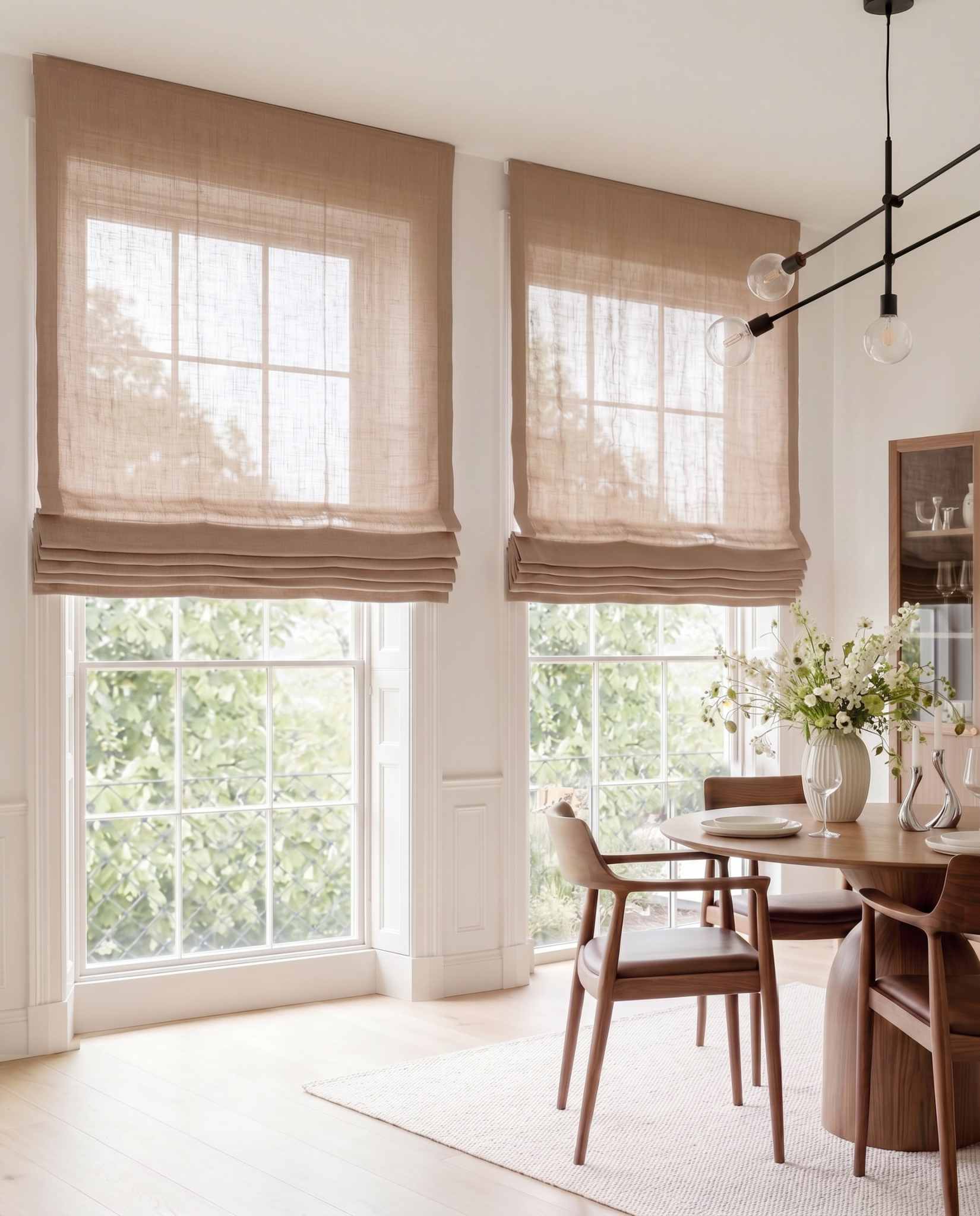 Nougat Brown Linen Roman blinds. Made of 280 cm wide soft 100% Linen fabric Vilgot Nougat by Ada & Ina