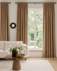 Bronze Brown Linen curtains with pencil pleat heading. Soft Linen Cotton material. Enni Bronze by Ada & Ina