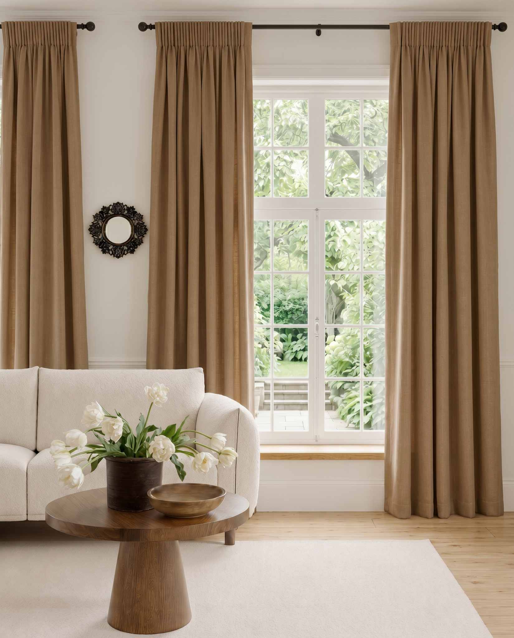 Bronze Brown Linen curtains with pencil pleat heading. Soft Linen Cotton material. Enni Bronze by Ada & Ina