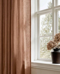 Brown Linen Curtains close-up. Mariana Copper Smoke by Ada & Ina