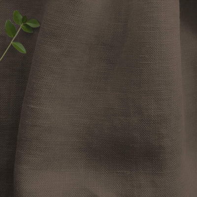 Brown 100% Linen Fabric - close-up. Bea Cedar by Ada & Ina Fabrics