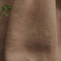 Brown 100% Linen Fabric - close-up. Beata Caramel by Ada & Ina Fabrics