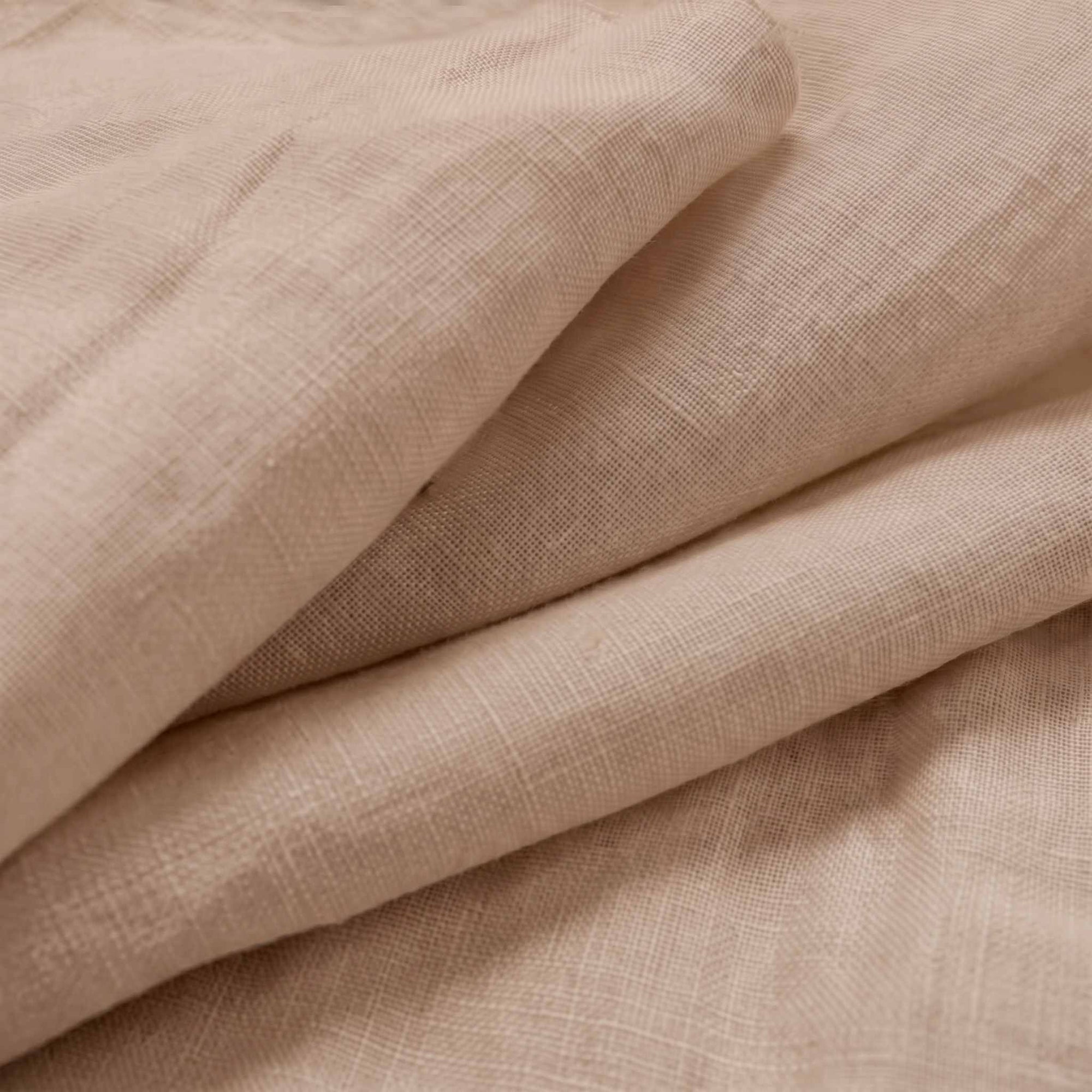 Nougat Brown Double width Linen fabric. Softened 280 cm wide. Close-up. Vilgot Nougat by Ada & Ina