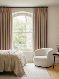 Brown 100% Linen Triple Pleat curtains. Beata Caramel by Ada & Ina