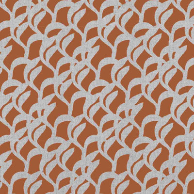 Edlyn Burnt Orange - Curtain fabric with Orange abstract botanical print