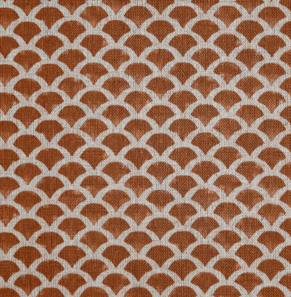 Erle Terracotta - Natural curtain fabric, Orange contemporary print