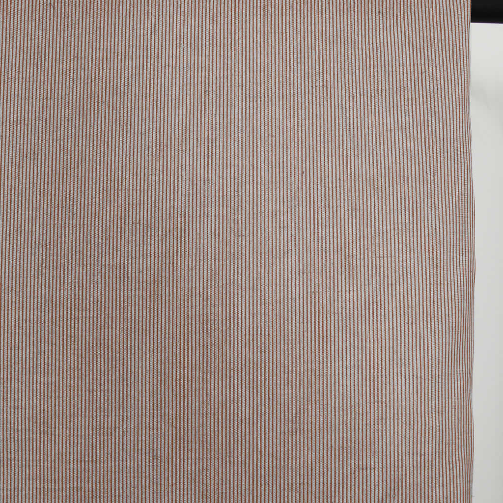 Pinni Terracotta - Curtain fabric with Orange striped print